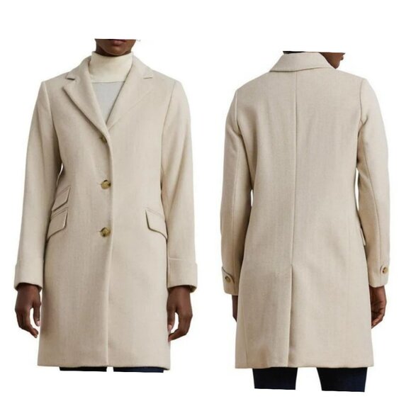 Ralph Lauren Women's Natural Wool Blend Reefer Coat Size 8 - Picture 1 of 9